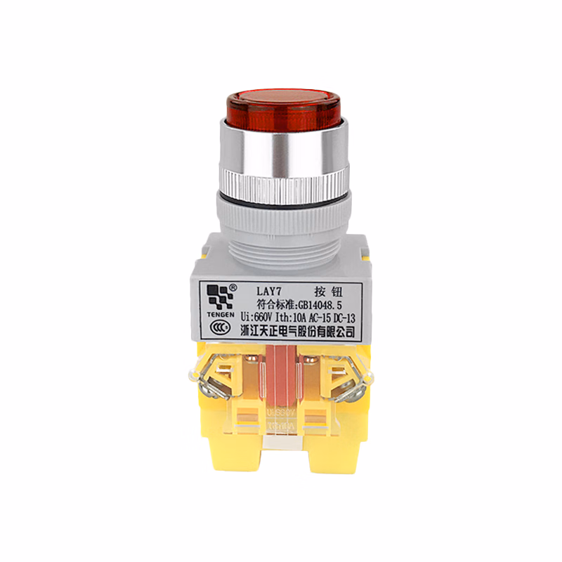 LAY7-11DN/220V 带灯(红) | 天正 平头按钮 红 1NO+1NC AC220V