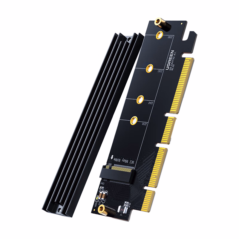 绿联(UGREEN) Pcie转M.2 NVMe拓展卡兼容Pcie5.0/4.0/3.0适用台式主机电脑机箱x4/x8/x16扩展SSD固态硬盘转接卡