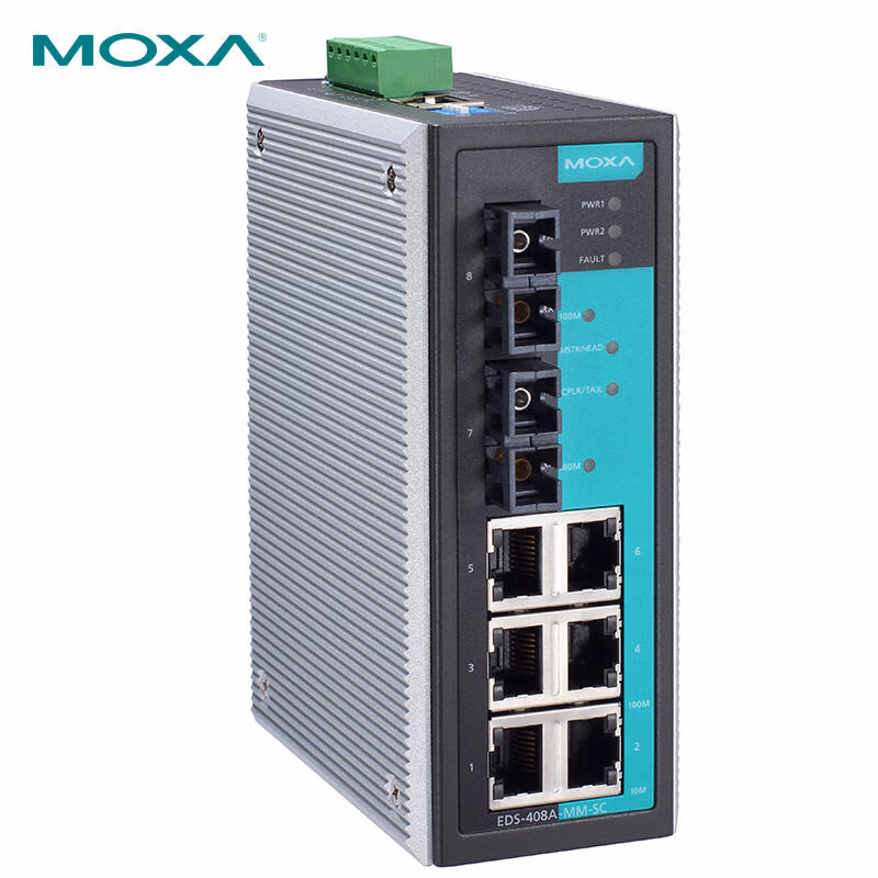 EDS-408A-MM-SC | 摩莎（MOXA） 8口管理型百兆工业以太网交换机含两个多模光口
