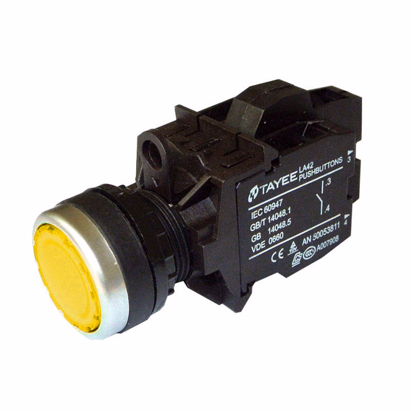 LA42PD-11/DC24V/Y | 上海天逸电器 圆形平头按钮,黄色,带灯