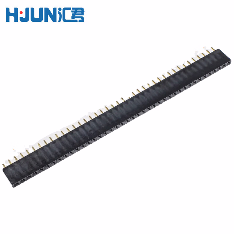 汇君 40Pin50pin单排针双排针1.27/2.0/2.54mm直针弯针母针铜脚 40pin单排母针2.54-5条