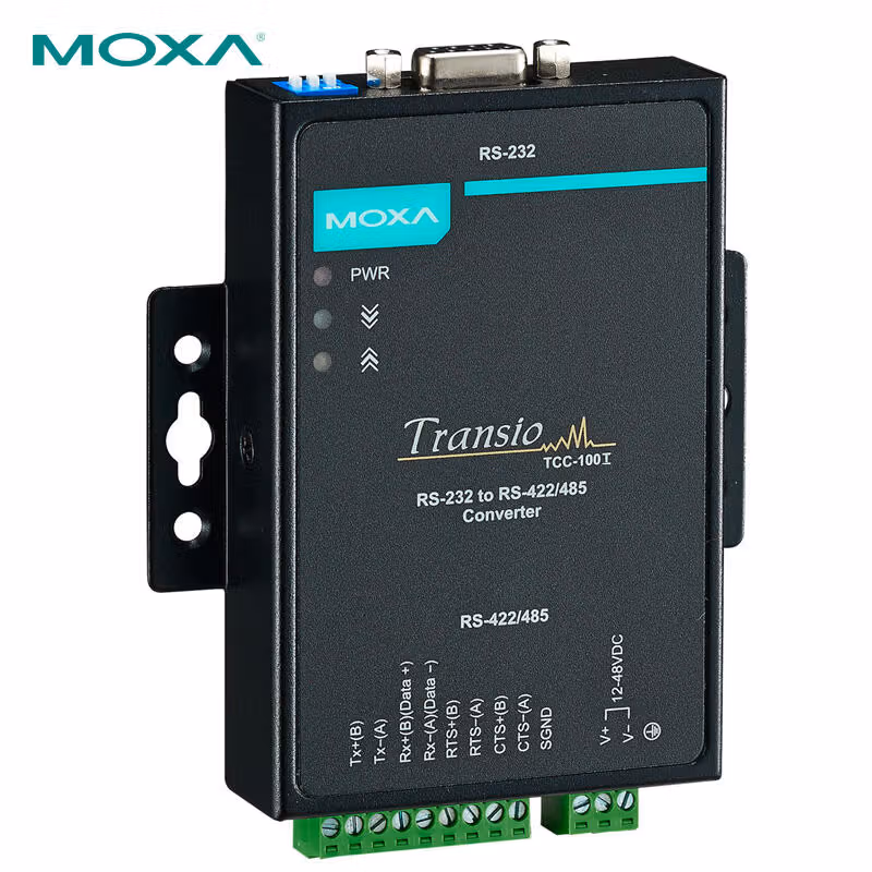 TCC-100I | 摩莎（MOXA） 隔离型 RS-232与RS-422/485 双向转换器，2 KV 光电隔离保护，金属外壳