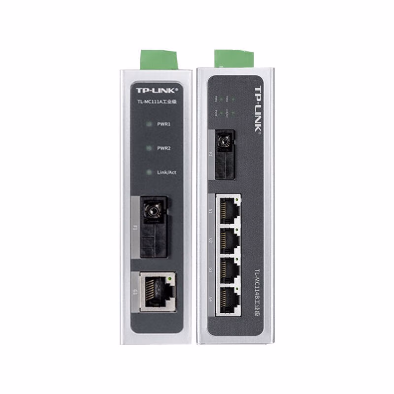 TL-MC111A工业级+TL-MC114B工业级 | TP-LINK/普联 工业级光纤收发器,百兆单模单纤,20KM套装,各有1个,百兆,SC口,1个,百兆,RJ45口