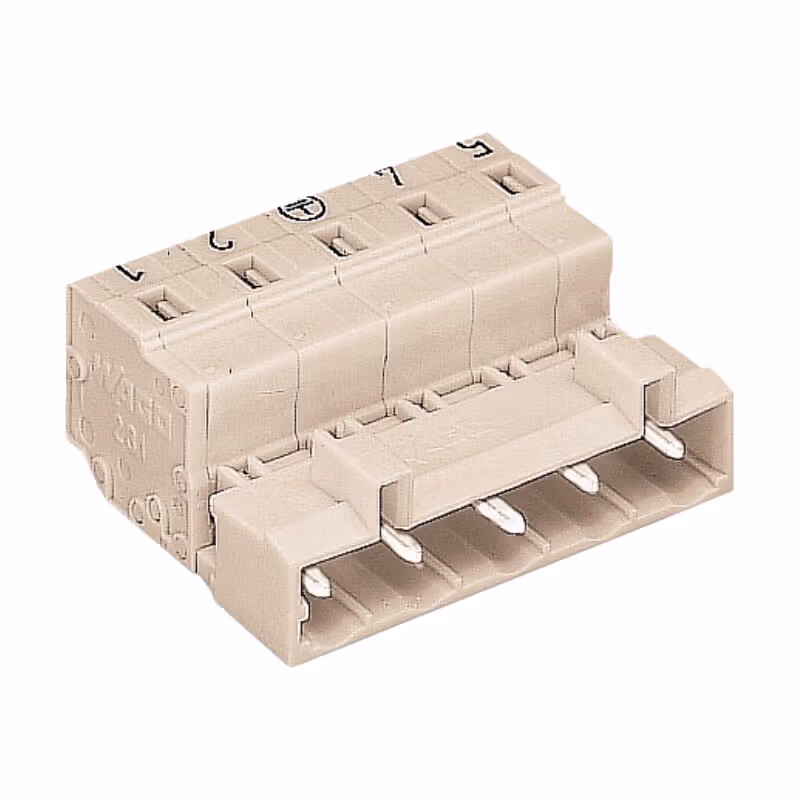 723-608 | 万可(WAGO) 1线针型连接器,100%防插错保护,2.5mm²,焊针间距7.5mm,8极,浅灰