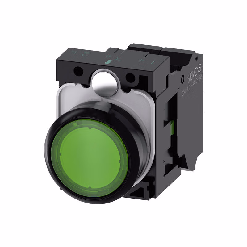 3SU11020AB403BA0 | 西门子 发光按钮,22mm,圆形,塑料,绿色,按钮,平,键控式,1S,AC/DC24V,弹簧型接口