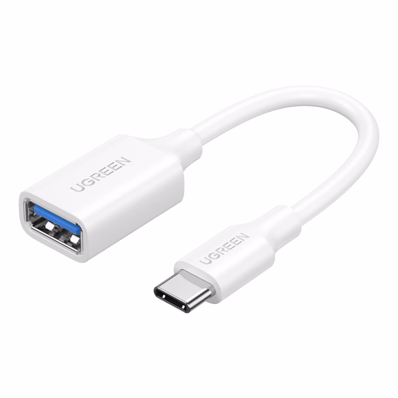 绿联(UGREEN) OTG数据线 Type-C转USB转接头 平板U盘连接器USB-C转换器 [典雅白-3.0高速]带线款30702