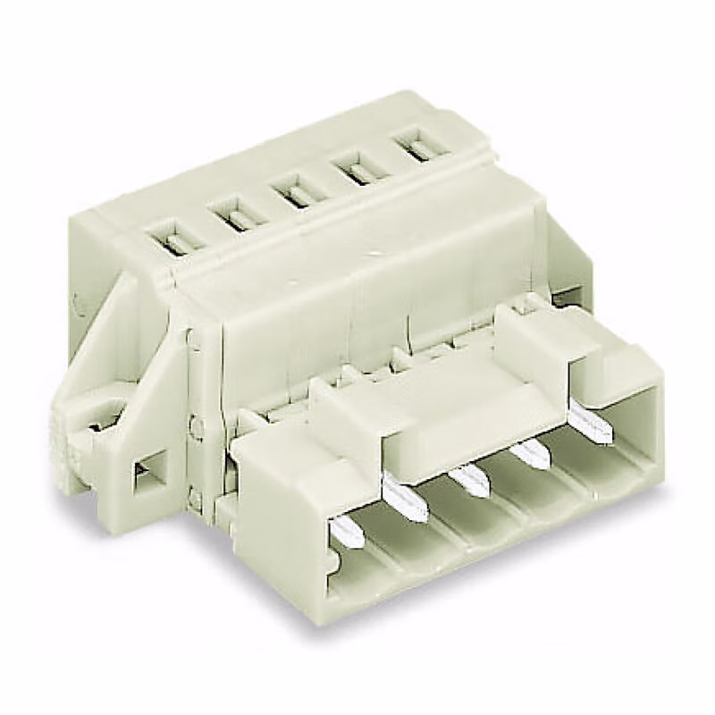 721-608/019-000 | 万可(WAGO) 1线针型连接器,100%防插错保护,夹持槽,2.5mm²,焊针间距5mm,8极,浅灰