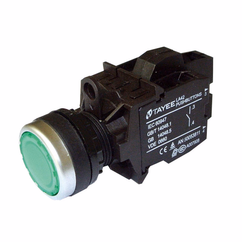LA42PD-11/DC24V/G | 上海天逸电器 圆形平头按钮,绿色,带灯