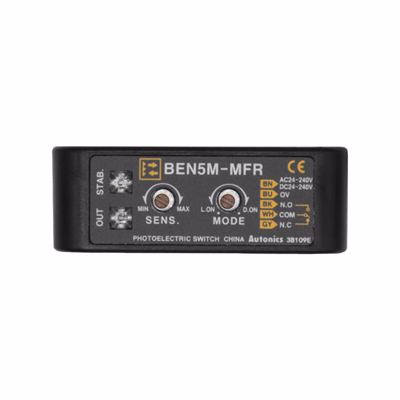 BEN5M-MFR | 奥托尼克斯 放大器内置型光电传感器 回归反射型 检测距离5m AC/DC24-240V 继电器输出 电缆2m 入光时ON/遮光时ON