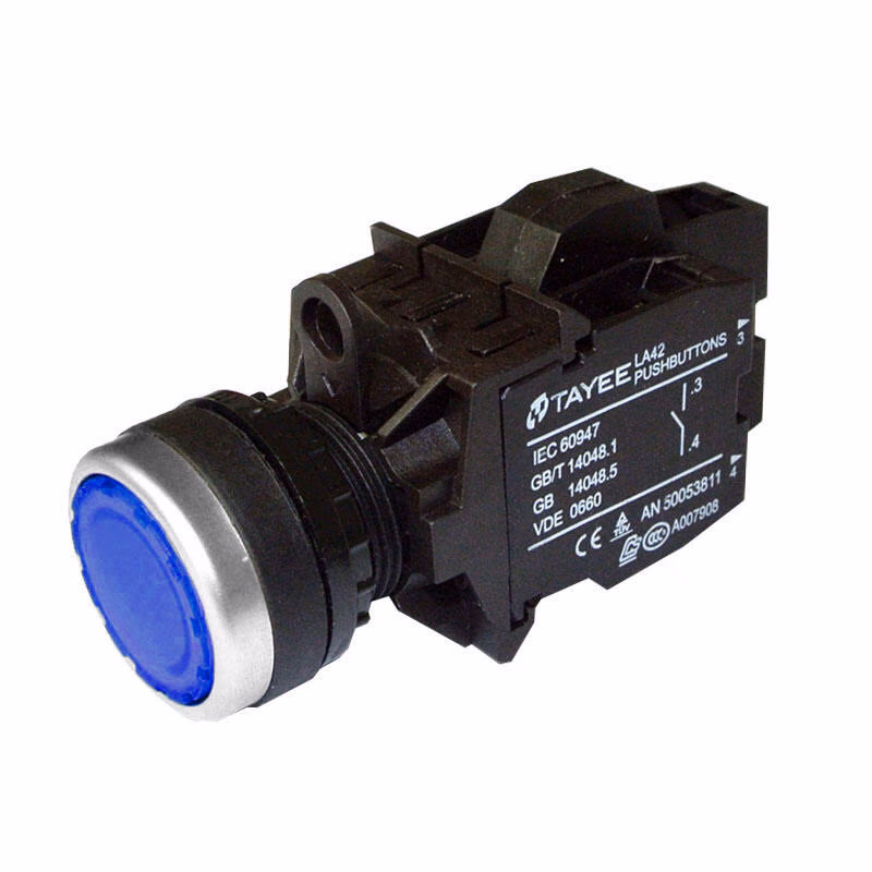LA42PD-10/DC24V/S | 上海天逸电器 圆形平头按钮,蓝色,带灯
