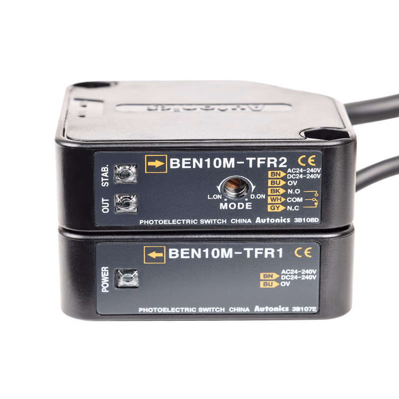 BEN10M-TFR | 奥托尼克斯 放大器内置型光电传感器 对射型 检测距离10m AC/DC24-240V 继电器输出 电缆2m 入光时ON/遮光时ON