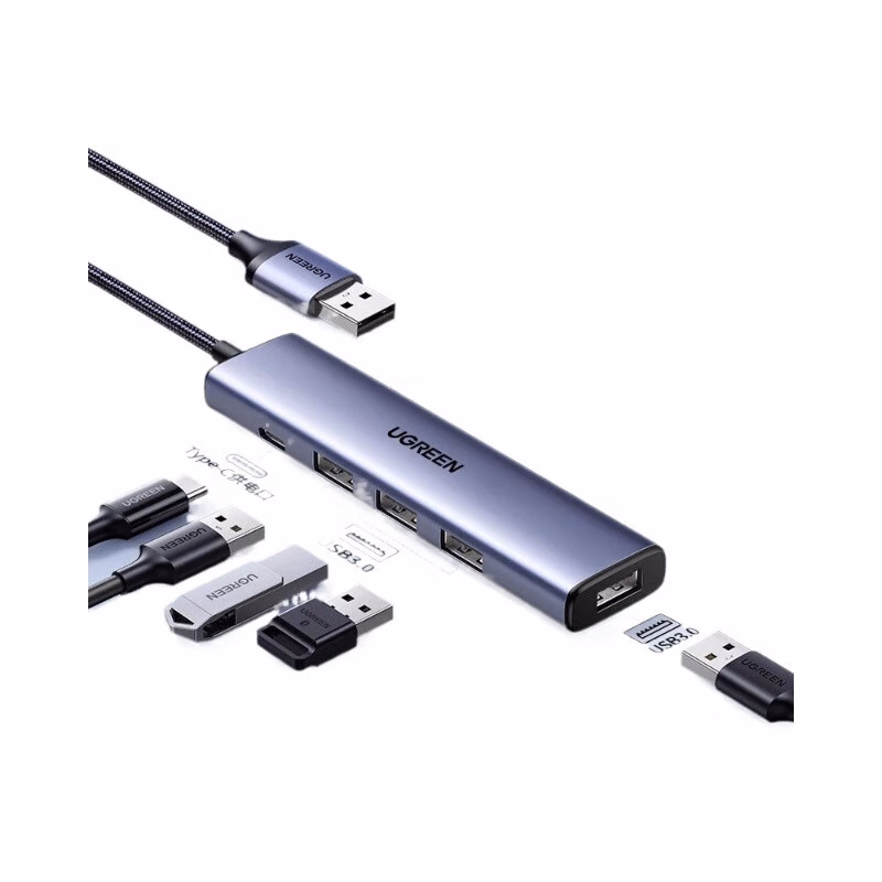 绿联(UGREEN)  usb分线器 USB3.0分集线器 hub拓展坞 高速4口HUB扩展坞带供电口CM636 CM806 CM473 分线器CM219 2米USB转USB3.0分线器深空灰15919