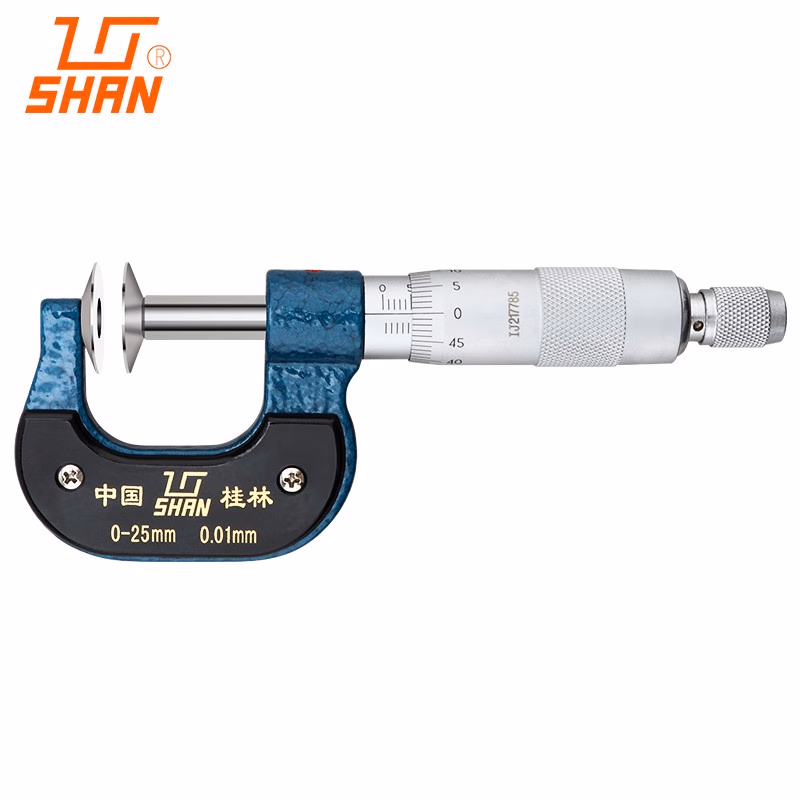 桂量高精度齿轮公法线千分尺0-25-50mm 纸张测量盘头螺旋测微仪器 GL030 量程0-25mm
